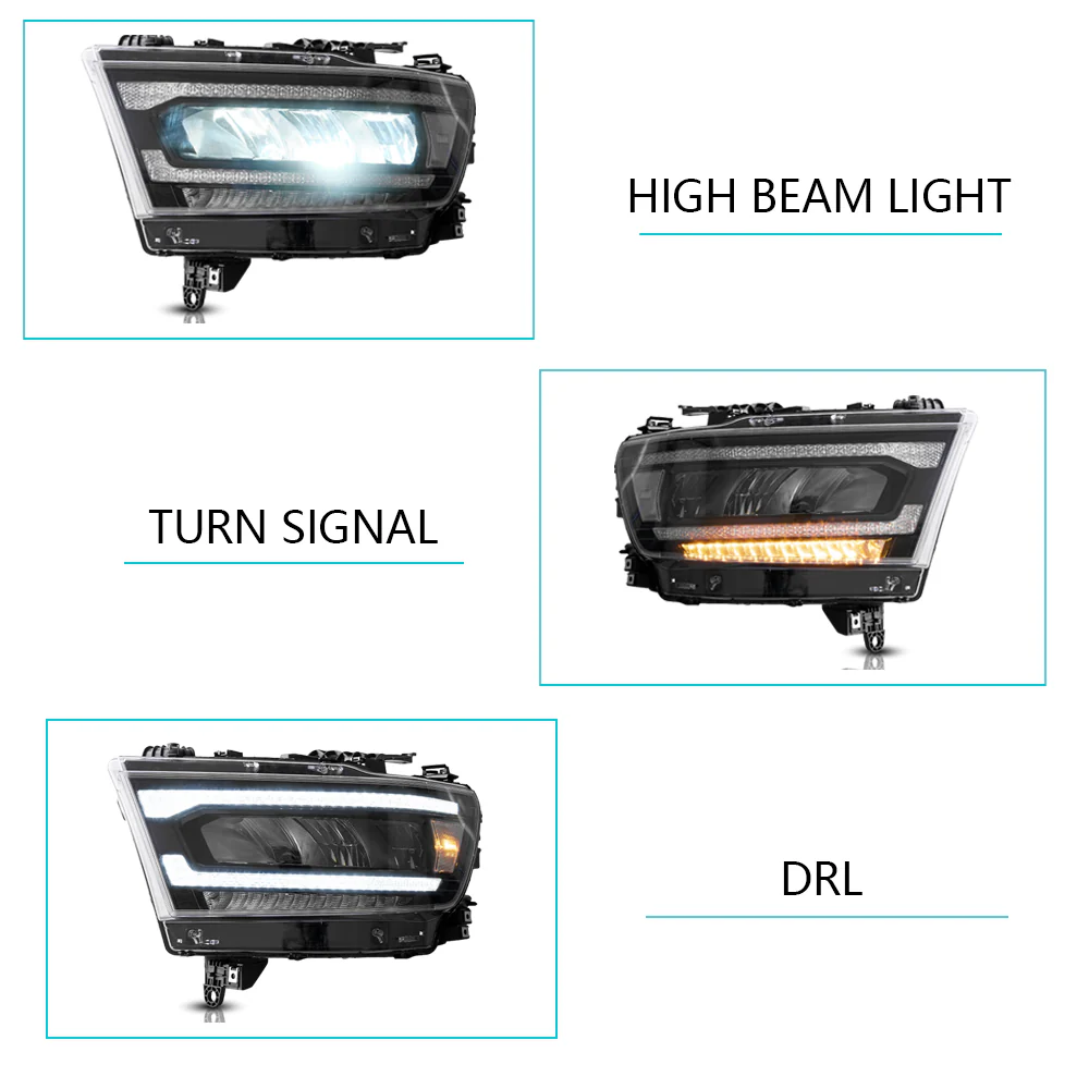19-24 Dodge Ram 1500 5th Gen (DT) Vland LED Reflection Bowl HeadLights [E-mark] - Image 8