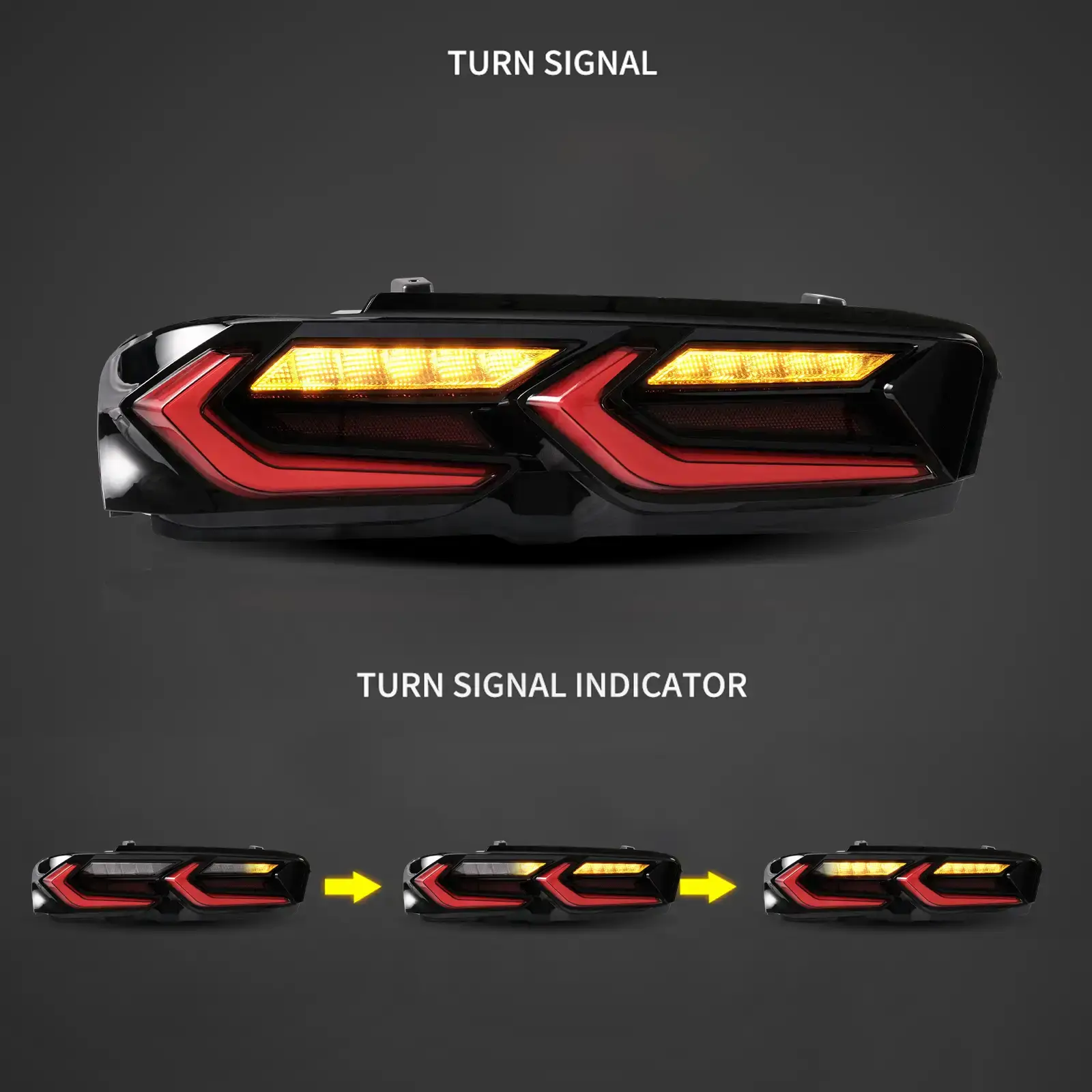 VLAND LED Tail Lights For Chevrolet Chevy Camaro 2019-2024 LS, LT, LT1, SS, ZL1 With Amber Sequential Turn Signal - Image 3