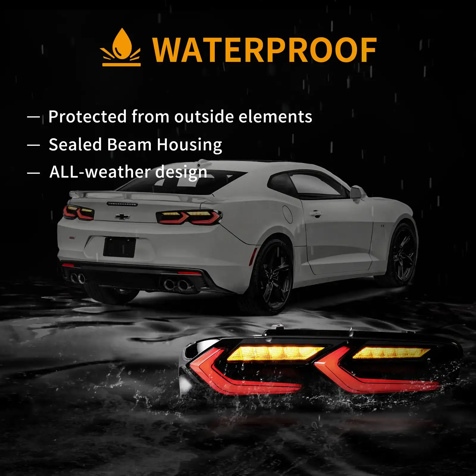 VLAND LED Tail Lights For Chevrolet Chevy Camaro 2019-2024 LS, LT, LT1, SS, ZL1 With Amber Sequential Turn Signal - Image 8