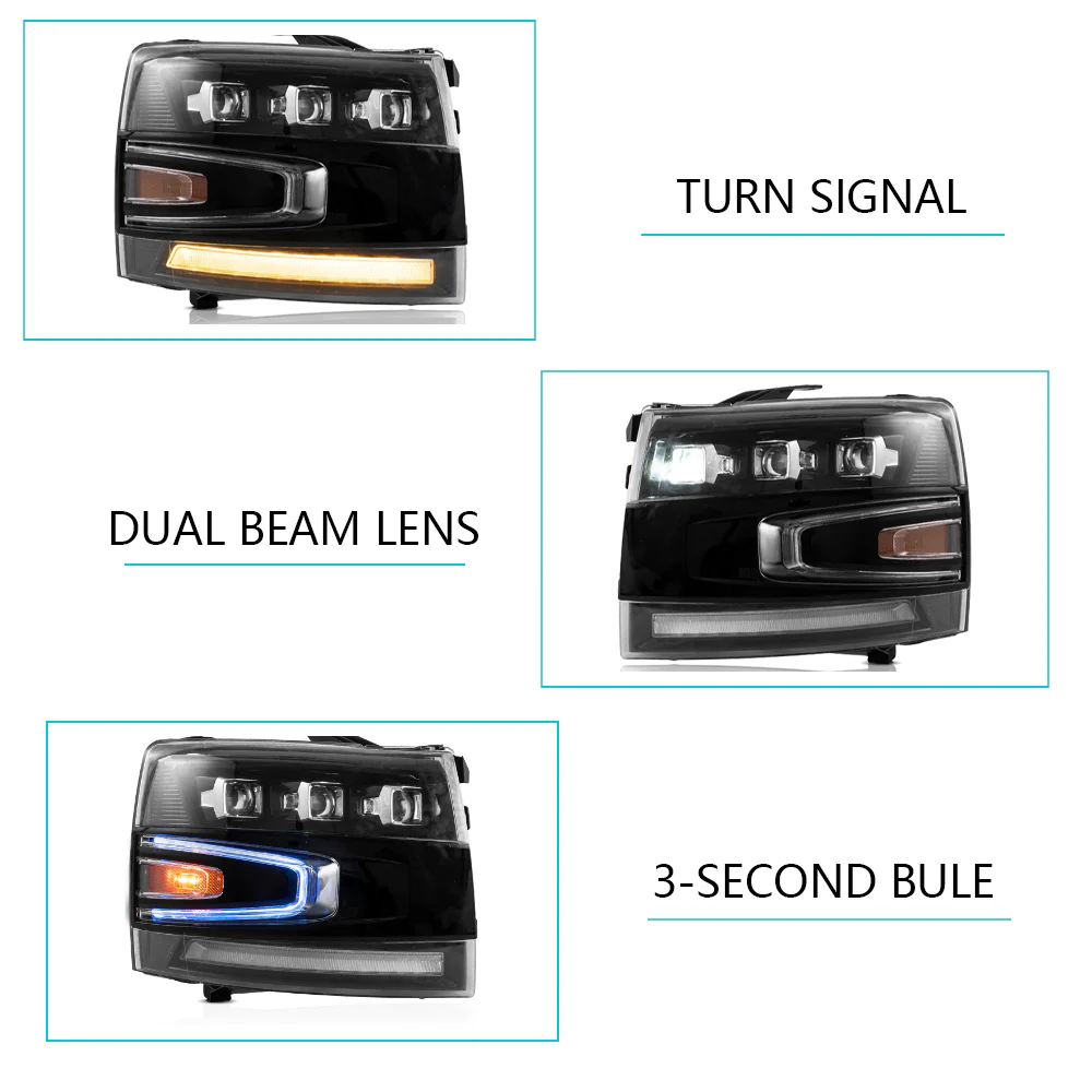 VLAND Projector LED Headlights Fit For 2007-2014 Silverado 1500 2500 HD 3500 HD - Image 6